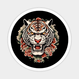 Old School Vintage Japanese Tattoo Art Tiger Magnet